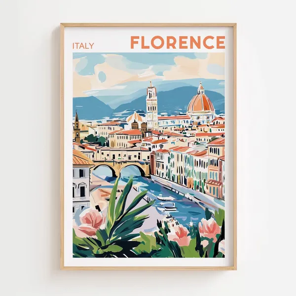 Florence Duomo Watercolor Print, Italy Travel Poster