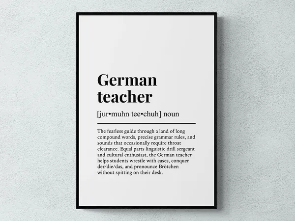 Funny German Teacher Definition Art Print