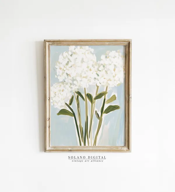 Modern Southern Floral Art Print, White Flower Arrangement