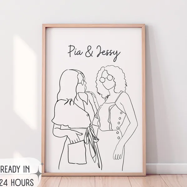 Custom Family Portrait Minimalist Line Art Art Print
