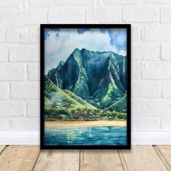 Oahu Watercolor Painting Hawaii Landscape Art Print
