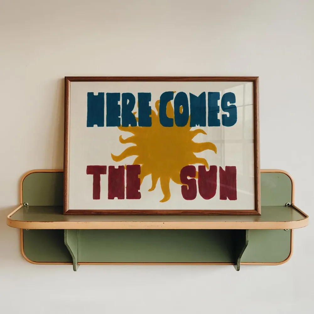 Here Comes The Sun Retro Landscape Art Print