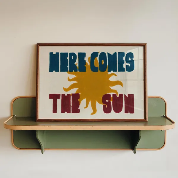 Here Comes The Sun Retro Landscape Art Print