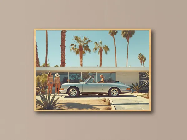 Palm Springs Convertible Art Print, Retro Desert Glam