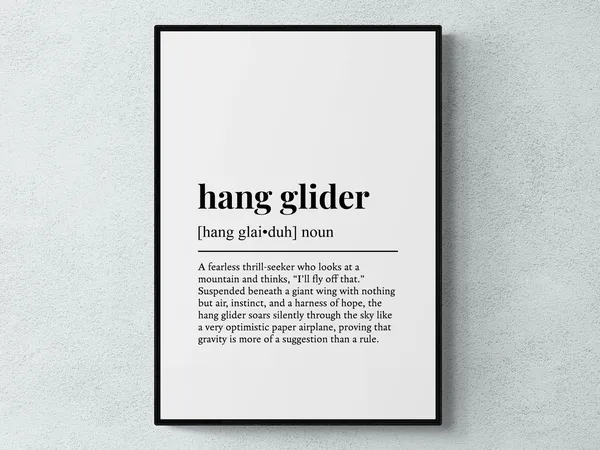 Hang Glider Funny Definition Sport Gift Art Print