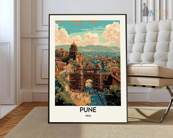 Pune Travel Poster, Maharashtra India Wall Art Print