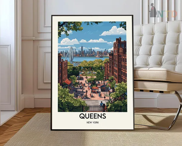 Queens New York Travel Poster Print