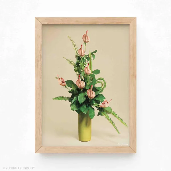 Rude Plant Retro Collage Art Print