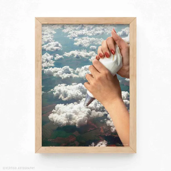 Surreal Food Art Print, Meringue Clouds Patisserie Chef