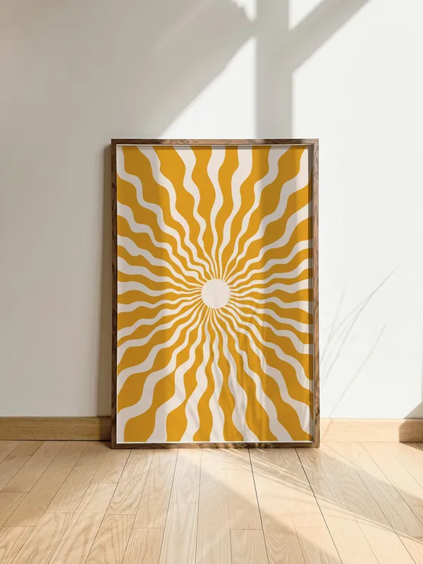 Boho Sun Wall Art, Retro Nature Art Print