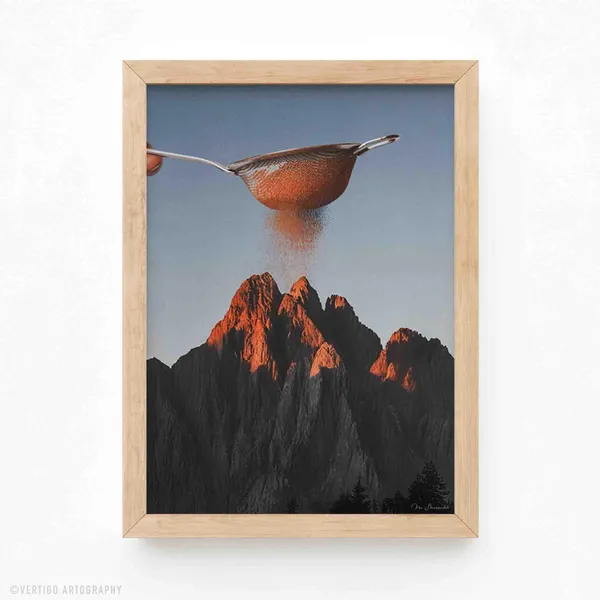 Cocoa Summit Art Print, Surreal Chocolate Collage