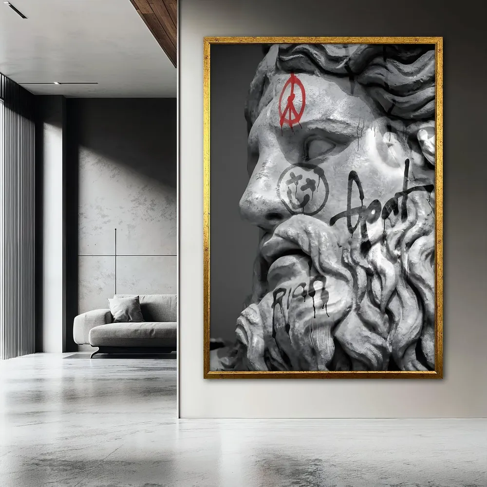 Graffiti Zeus Sculpture Painting, Street Style Art Print - Image 3