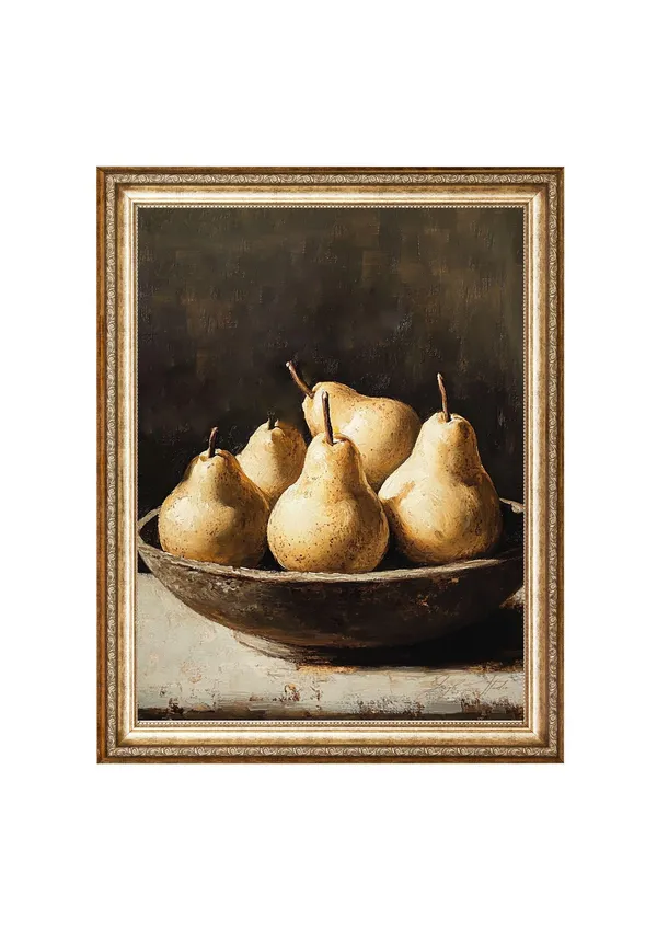 Pear Still Life, Rustic Cottagecore Art Print
