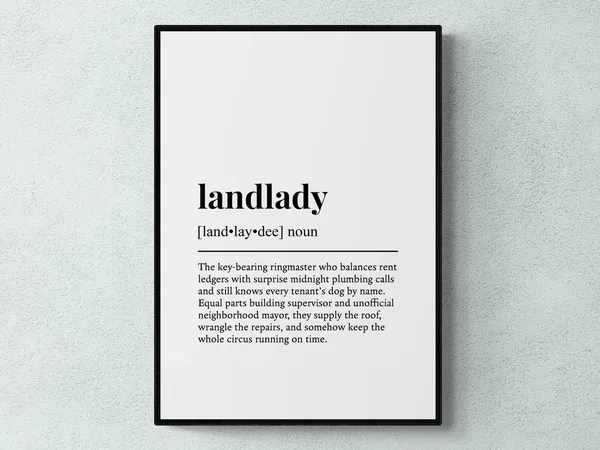 Landlady Funny Definition Typography Art Print