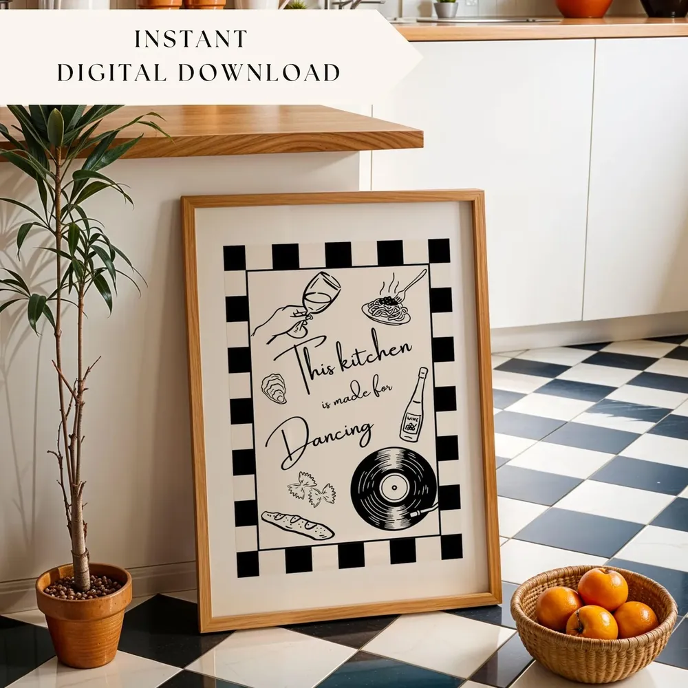 This Kitchen Is Made For Dancing, Vintage Kitchen Art Print