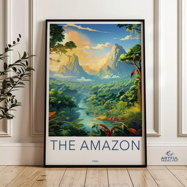 Amazon Rainforest Sunset Art Print, Tropical Landscape