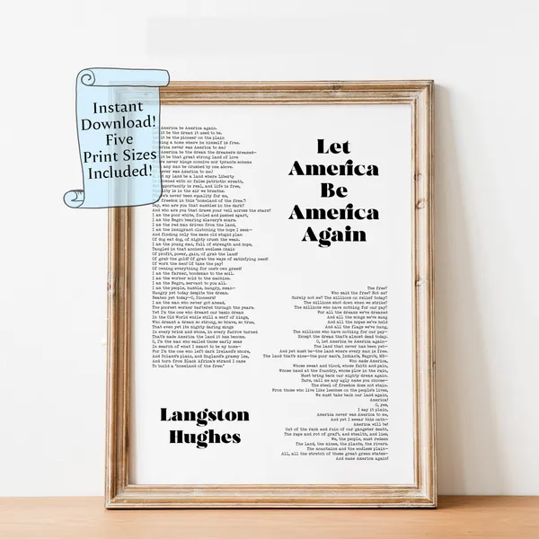 Let America Be Again Poem Art Print, Civil Rights
