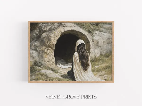 Mary At The Tomb Vintage Oil Painting Art Print