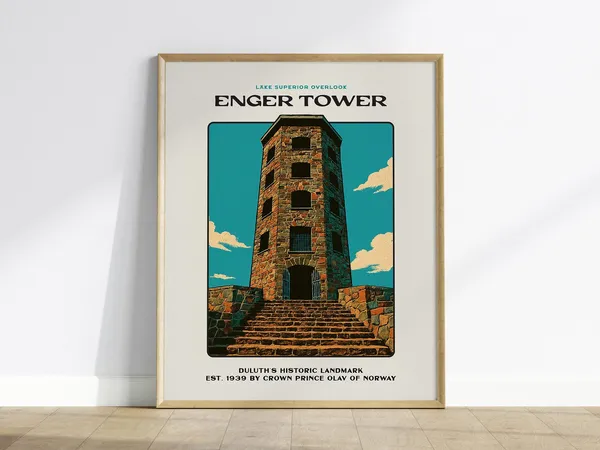 Enger Tower Duluth Minnesota Vintage Travel Poster