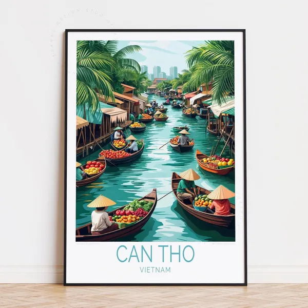 Can Tho Travel Poster, Vietnam Landscape Print