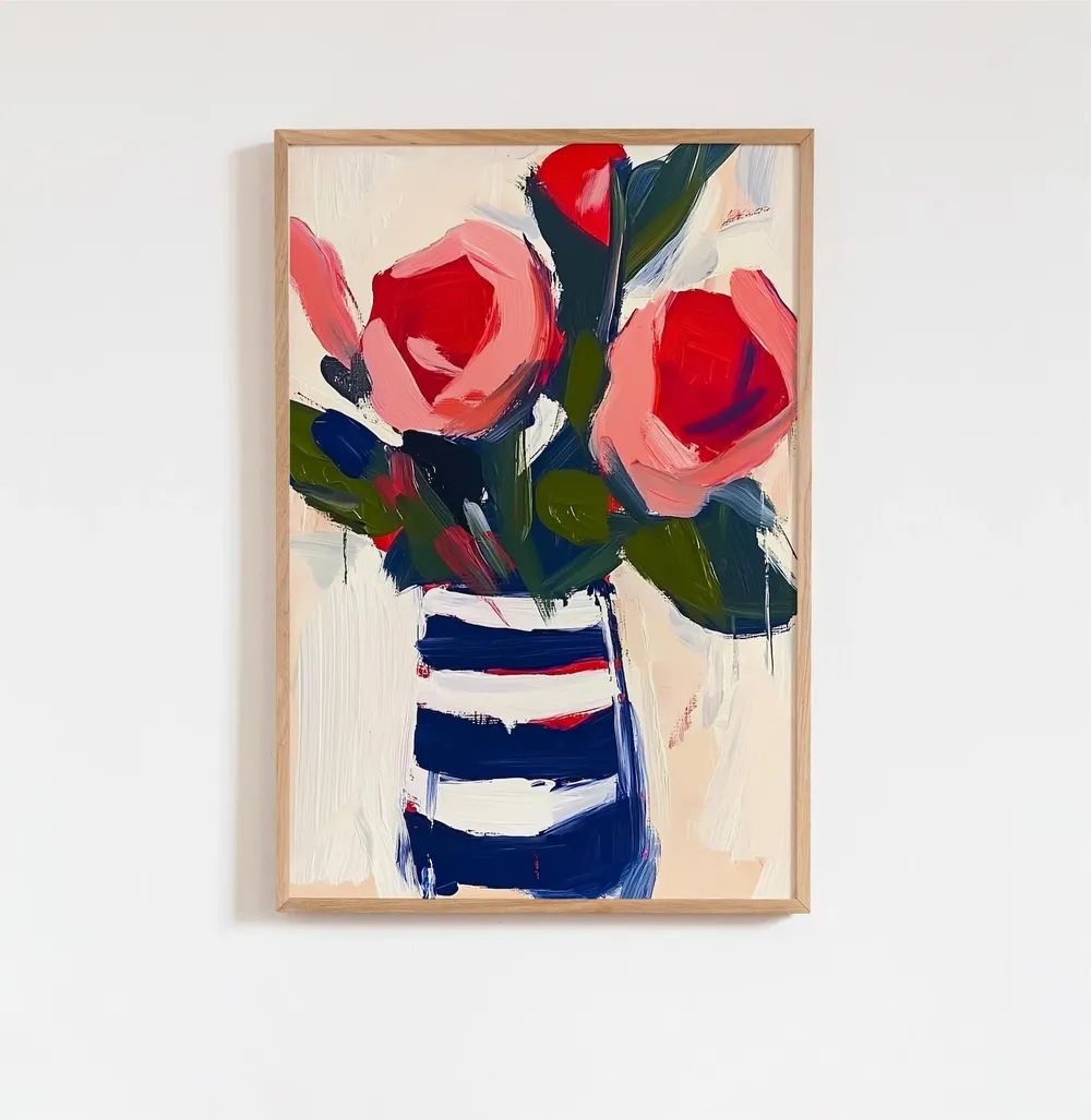 Red Roses Oil Painting Floral Art Print