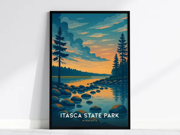 Itasca State Park Vintage Minnesota Travel Poster