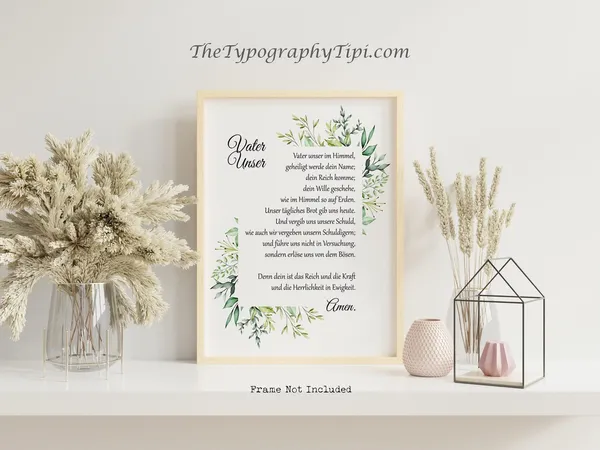 Vater Unser Christian Wall Art Print, German Prayer
