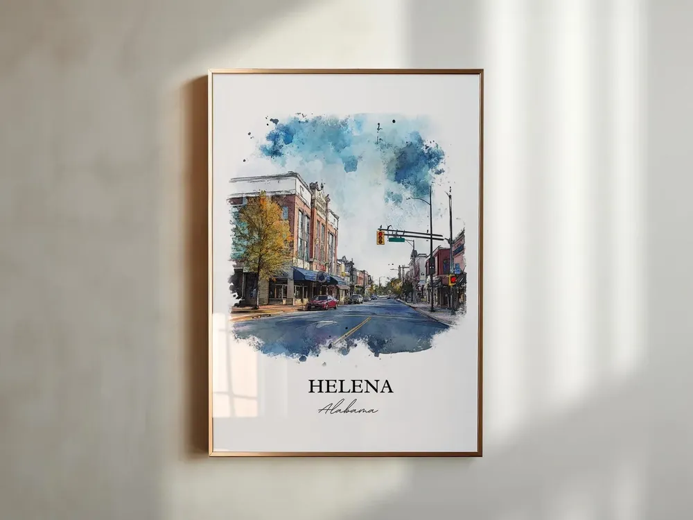 Helena AL Travel Poster, Watercolor Wall Art - Image 4