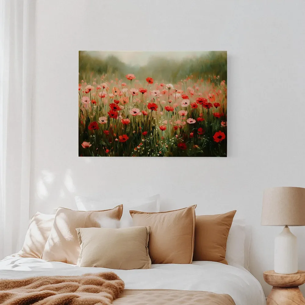 Pink and Red Poppy Field, Cottagecore Floral Art Print - Image 4