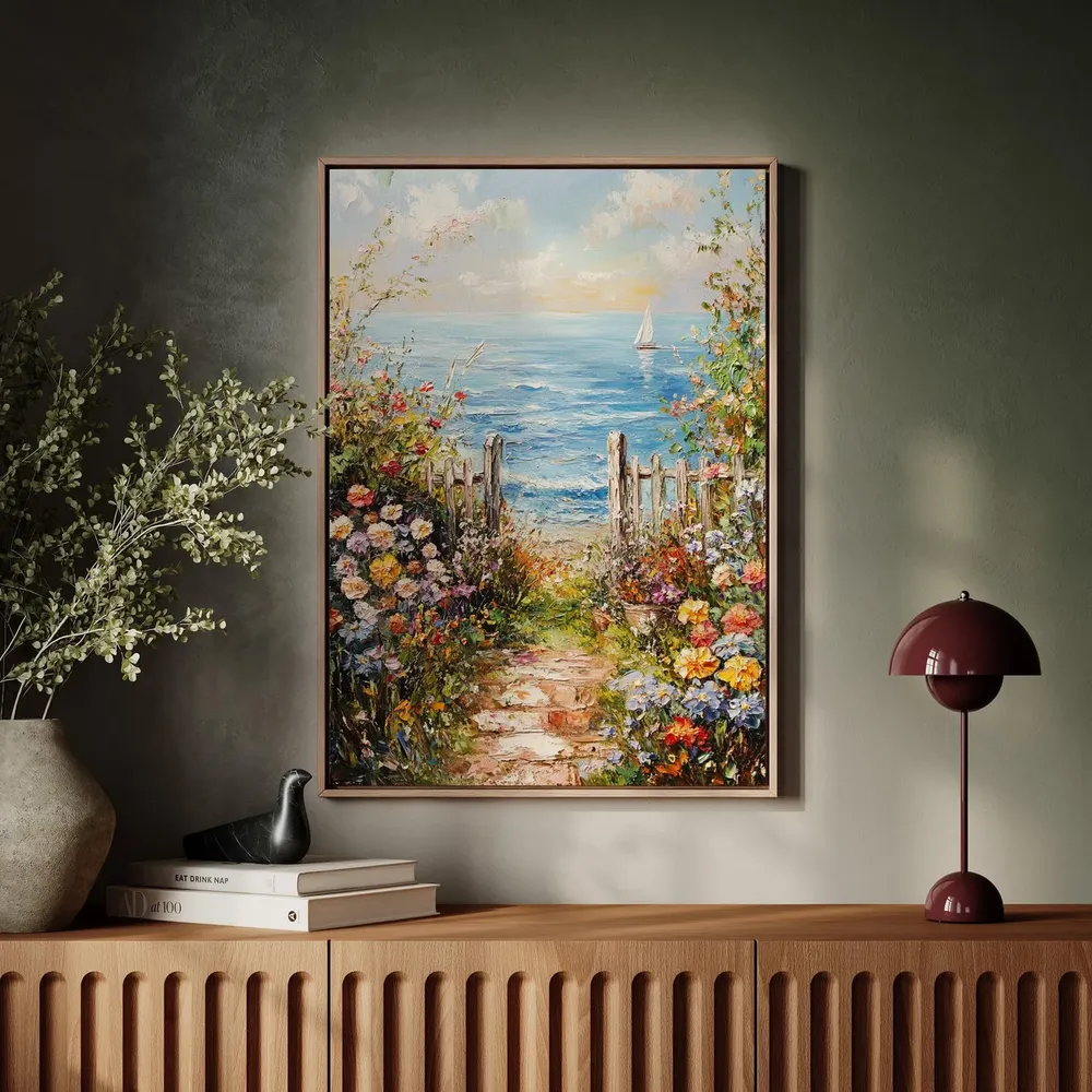Seaside Garden Path Vintage Impressionist Art Print