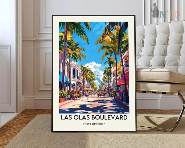 Las Olas Boulevard Travel Poster, Fort Lauderdale