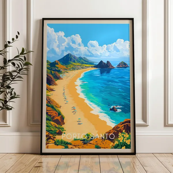 Porto Santo Travel Poster, Portugal Home Office Decor