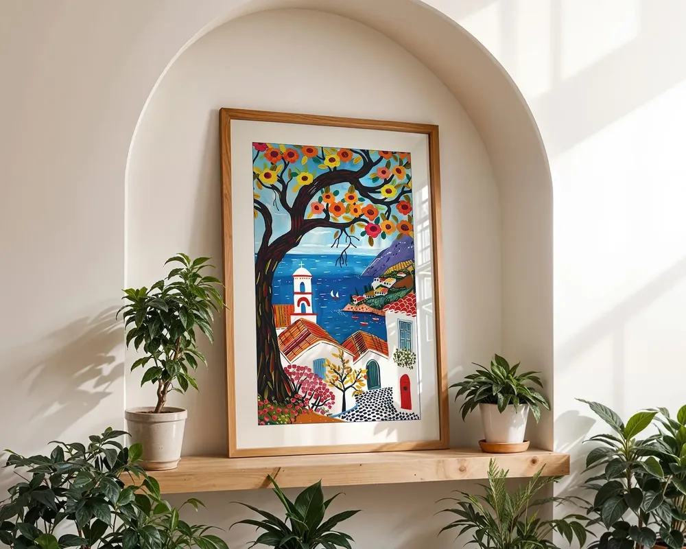 Mediterranean Village Amalfi Coast Travel Poster - Image 3