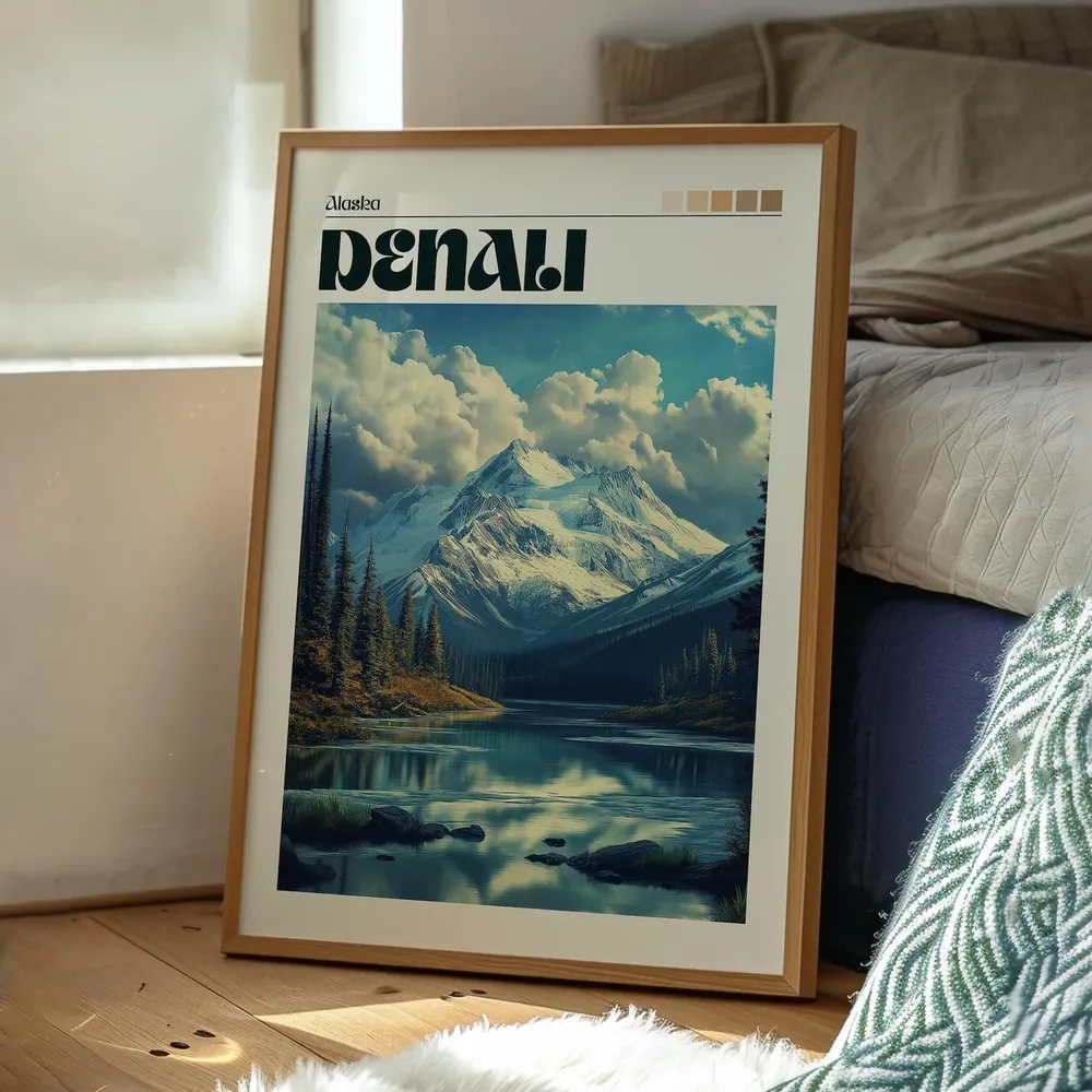 Denali National Park Travel Poster, Mountain Landscape - Image 3