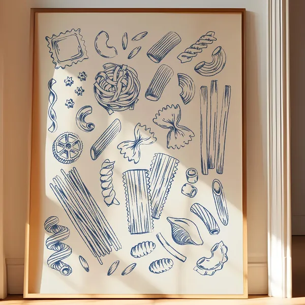 Pasta Illustration, Minimal Italian Food Art Print