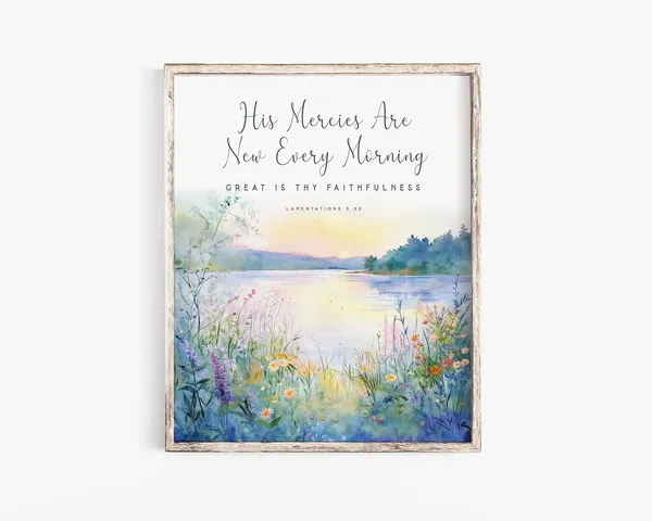 Lamentations 3:21-23 Watercolor Scripture Art Print