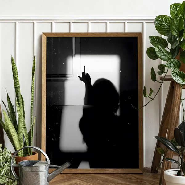 Shadow of Woman Middle Finger Poster, Feminist Print