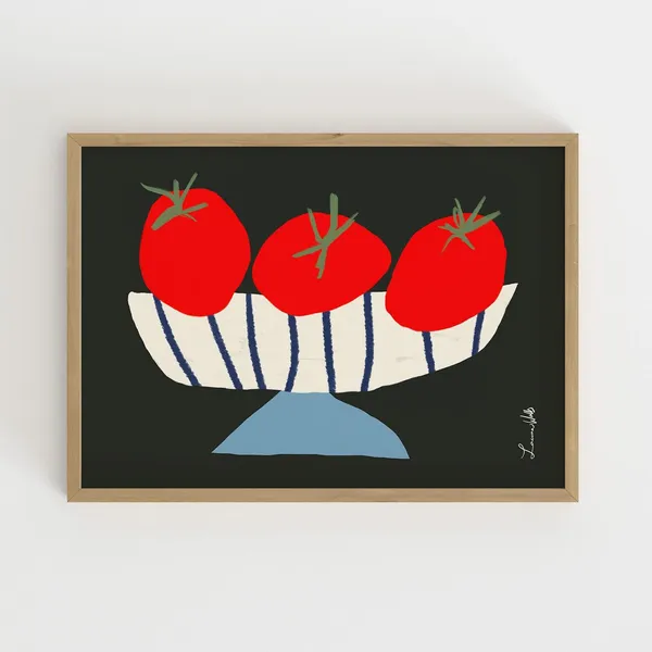 Tomato Print Still Life Kitchen Mid-Century Art Poster