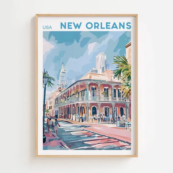 New Orleans Travel Poster, Mid-Century Modern Decor