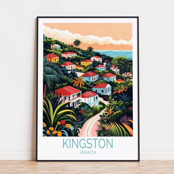 Kingston Jamaica Travel Poster, Home Decor Art Print