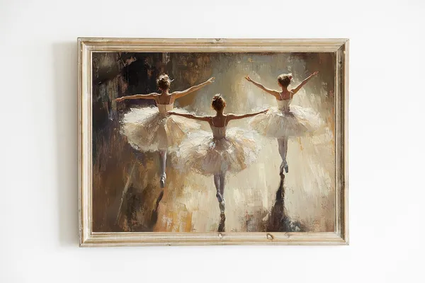 Dancing Ballerinas Vintage Ballet Art Print
