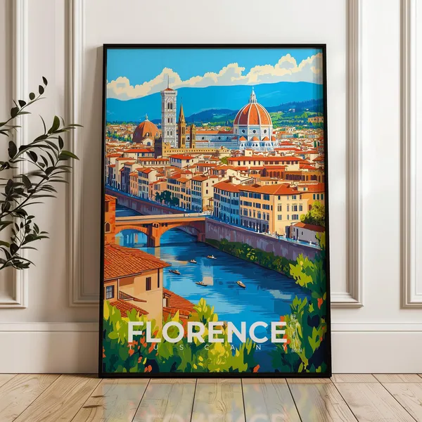 Florence Travel Poster, Tuscany Duomo Illustration
