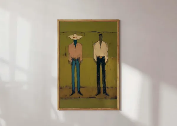 Western Cowboy Wall Art Print, Minimalist Ranch Decor