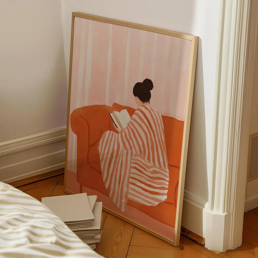 Woman Reading - Minimalist Travel Poster