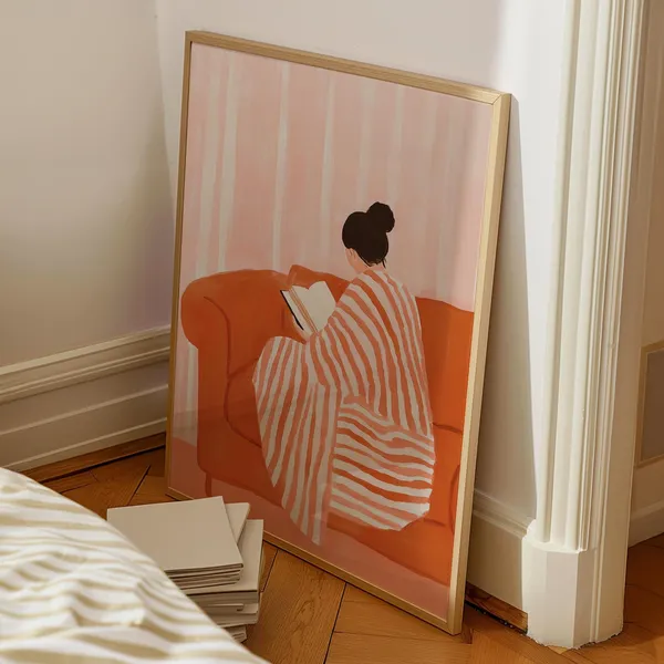 Woman Reading - Minimalist Travel Poster
