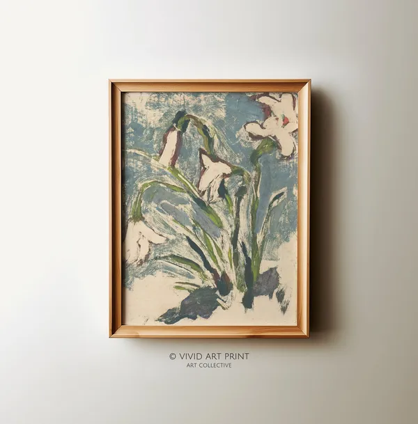 Vintage Abstract Lilies, Botanical Art Print