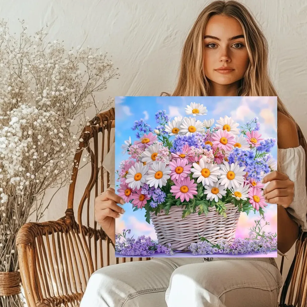 Basket Of Daisies Poster, Rustic Floral Art Print - Image 2