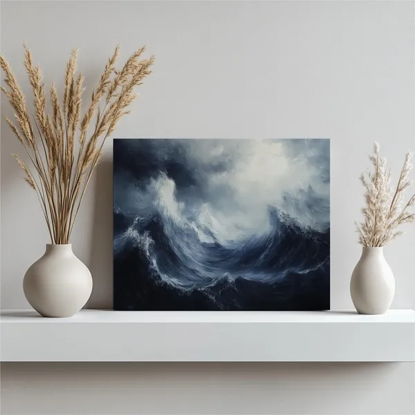 Stormy Sea Seascape Abstract Waves Art Print