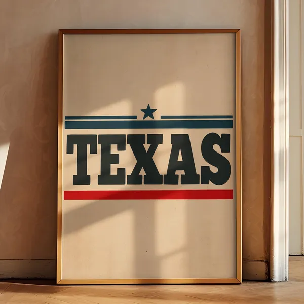 Retro Texas Poster, Texas Home Decor