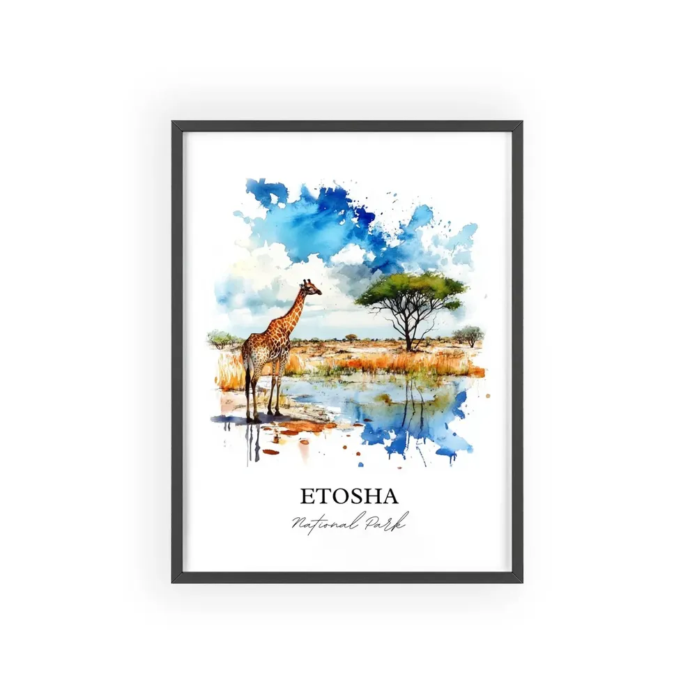Etosha National Park Watercolor Travel Poster Art Print - Image 2